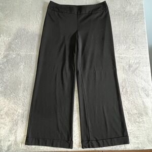New York & Company Women's Pants XLT Tall Black Wide Leg Knit Cuffed Stretch